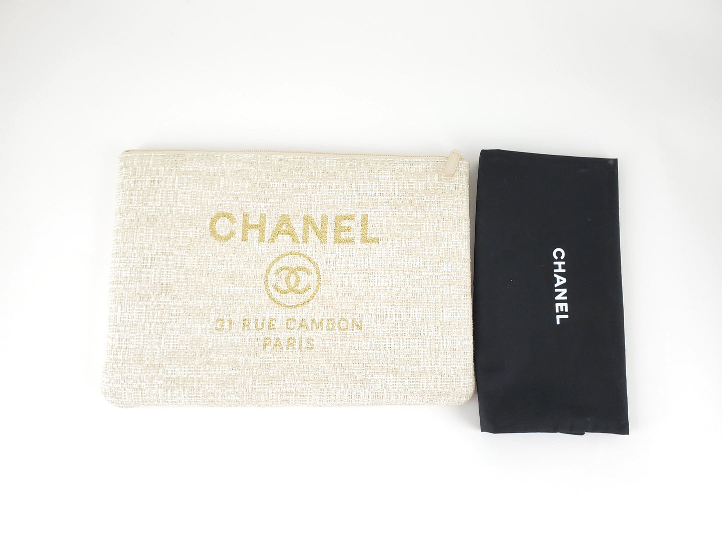 Chanel Large Deauville O-Case Woven Clutch Laptop Holder