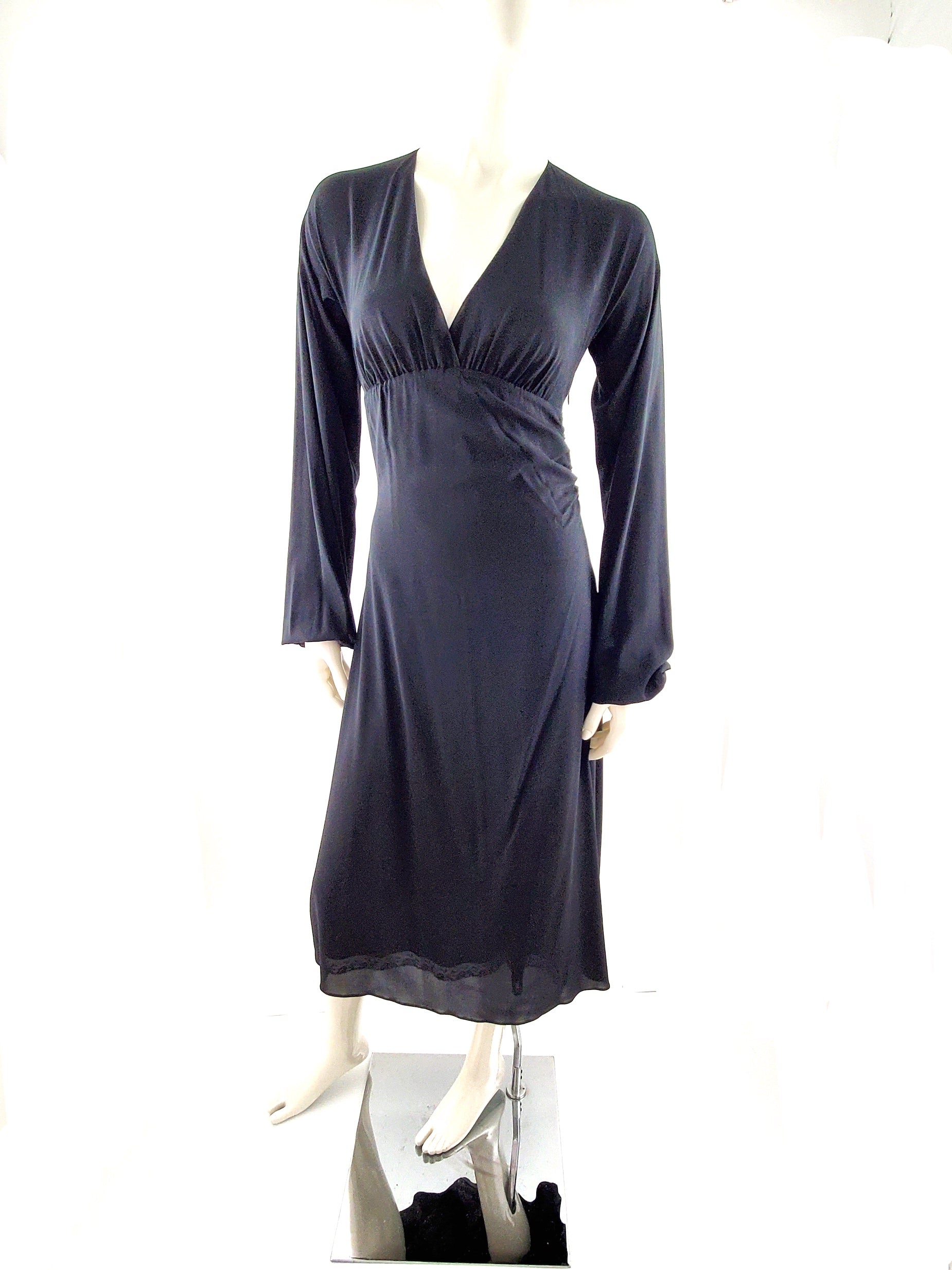 DOLCE & GABANNA Long Sleeve Silk Midi Dress 40