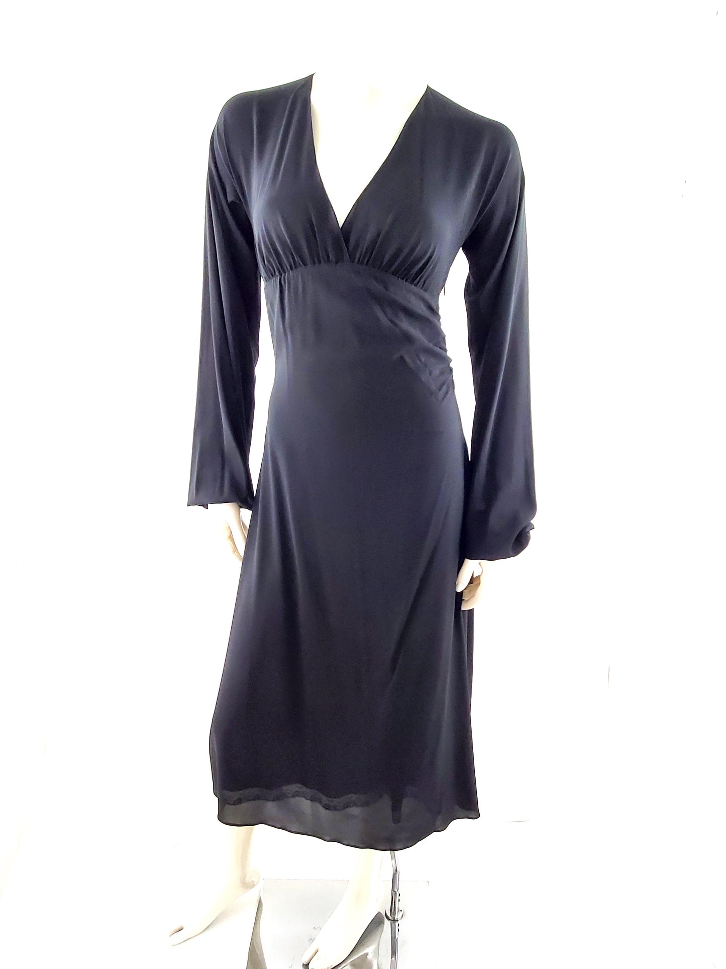 DOLCE & GABANNA Long Sleeve Silk Midi Dress 40