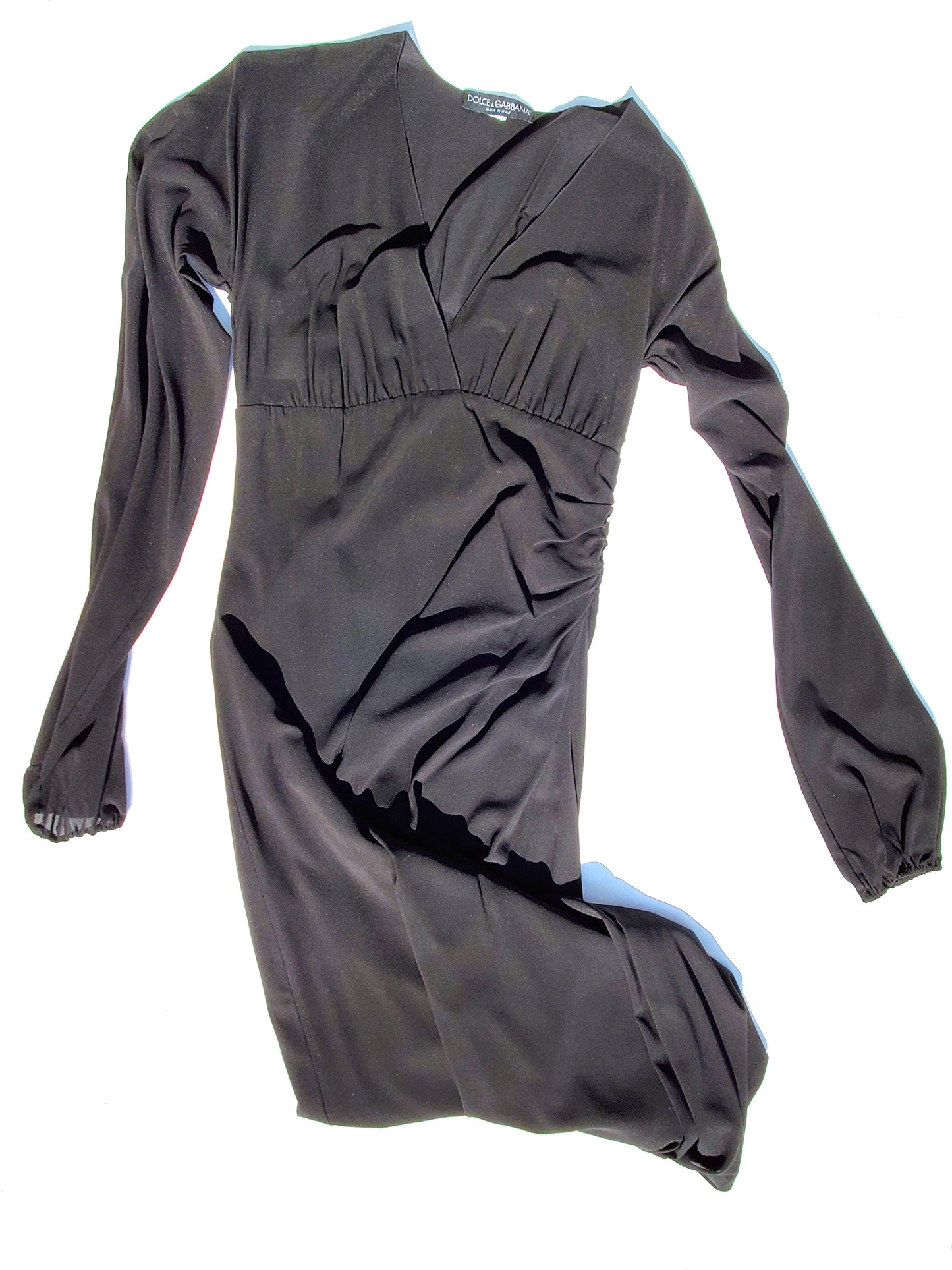 DOLCE & GABANNA Long Sleeve Silk Midi Dress 40