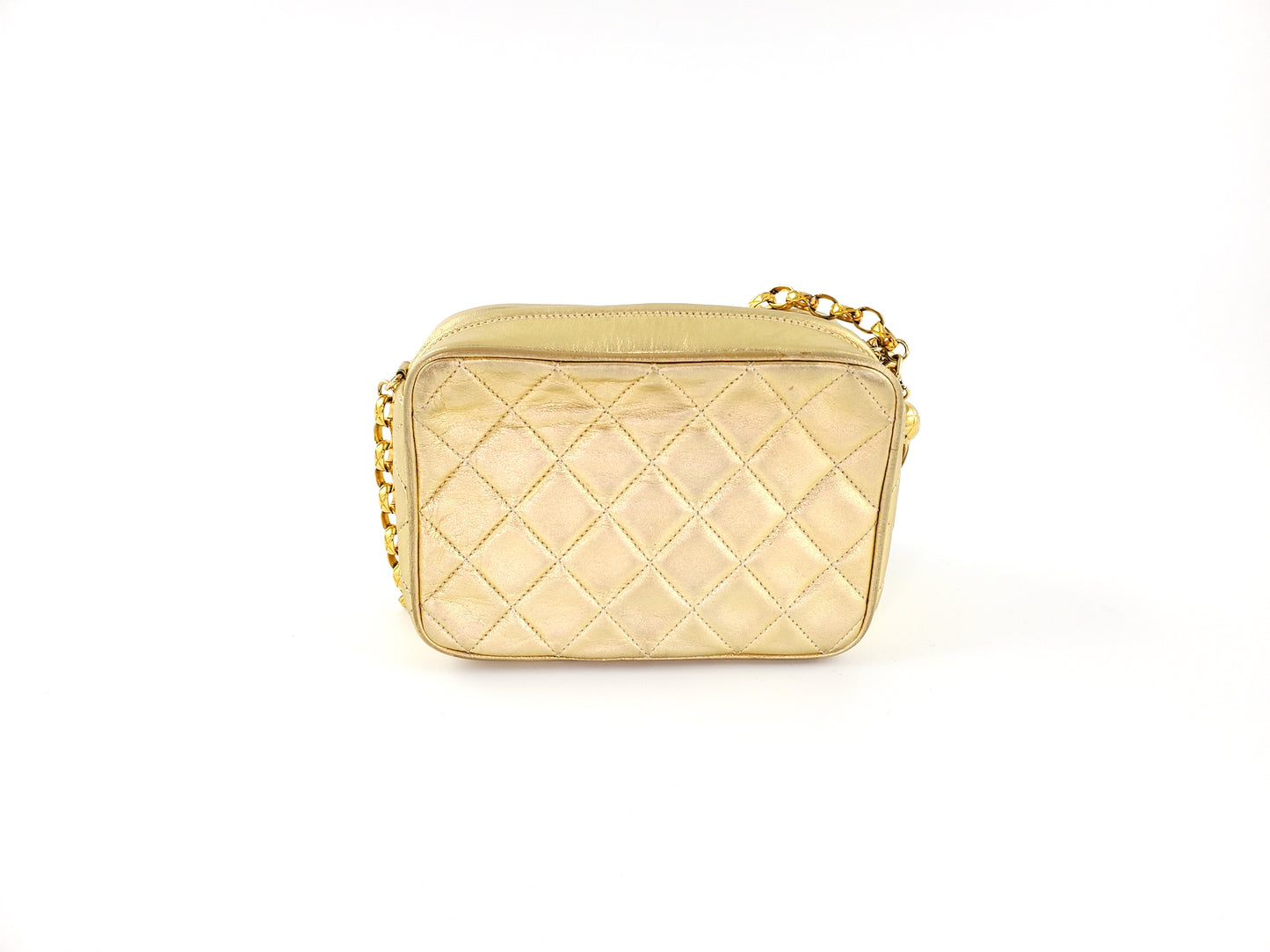 Vintage Chanel Quilted Gold CC Camera Tassel Shoulder Bag