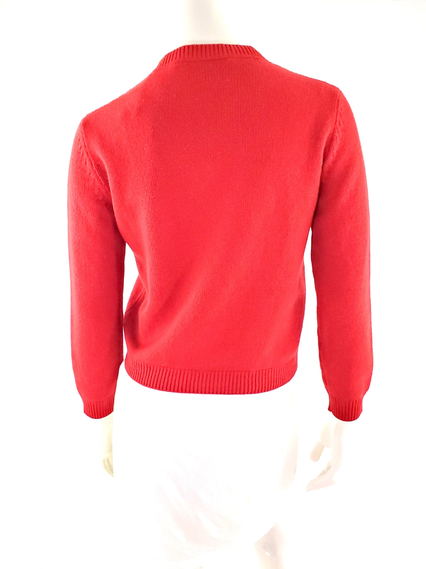 New Gucci 2017 Red UFO Intarsia Printed Wool Sweater S