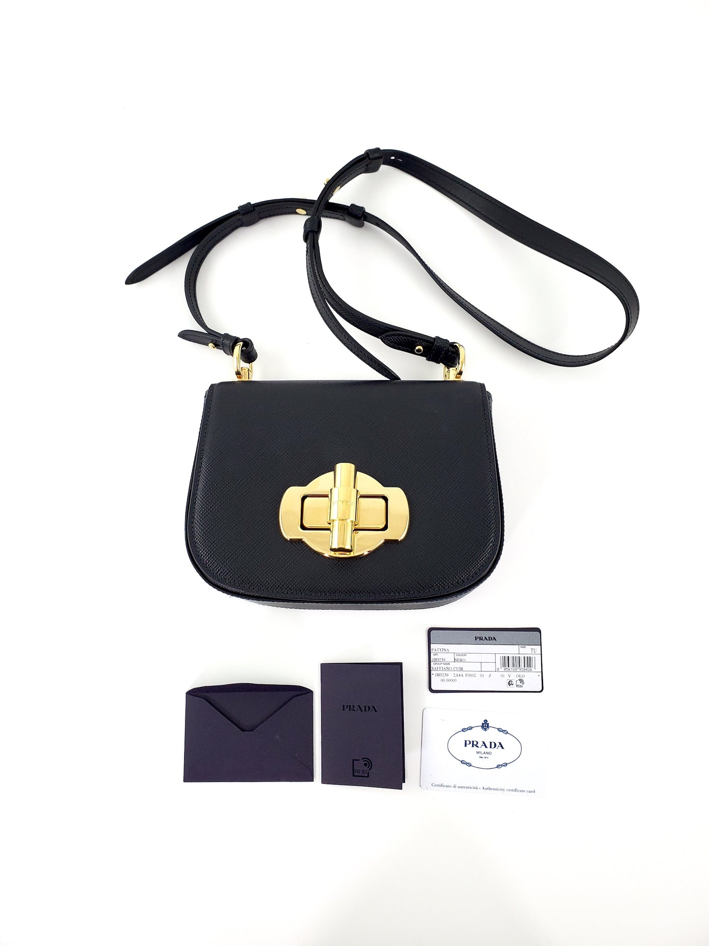 Prada Black 2020 City Saffiano Turn Lock Crossbody Bag