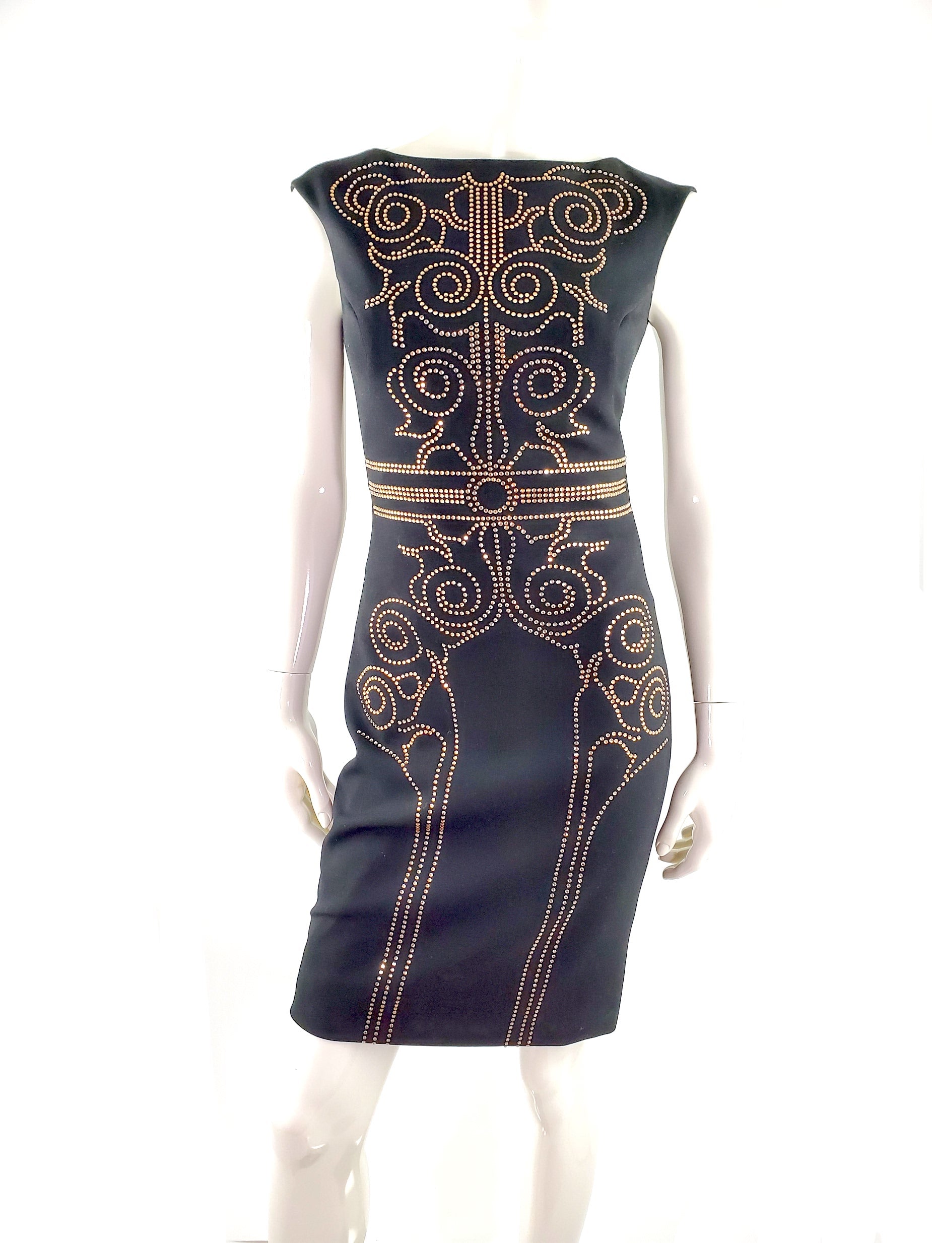 Versace Collection Black Fitted Sheath Embellished Sleeveless Dress 40 – Fashion Reloved
