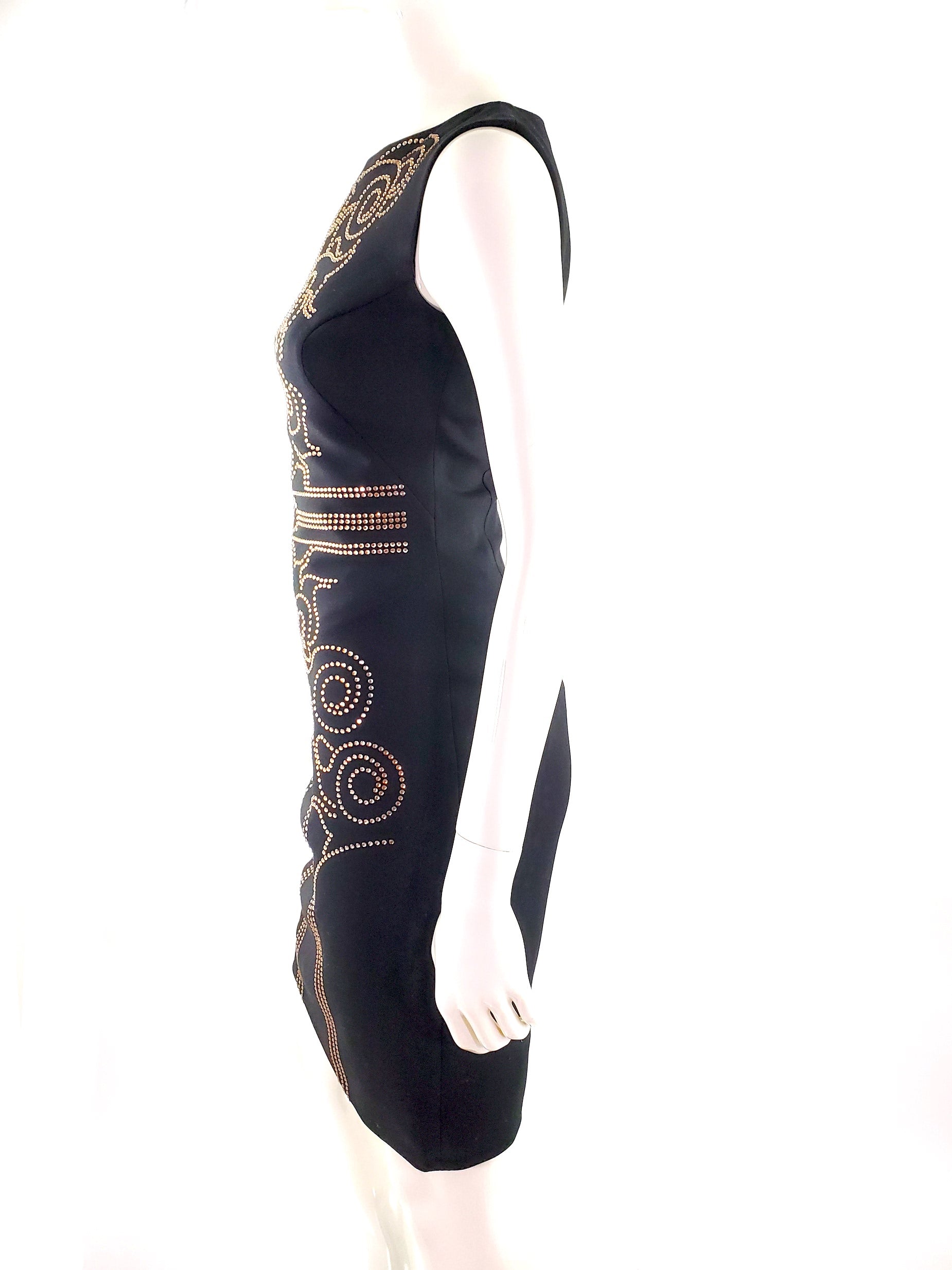 Versace Collection Black Fitted Sheath Embellished Sleeveless Dress 40 6