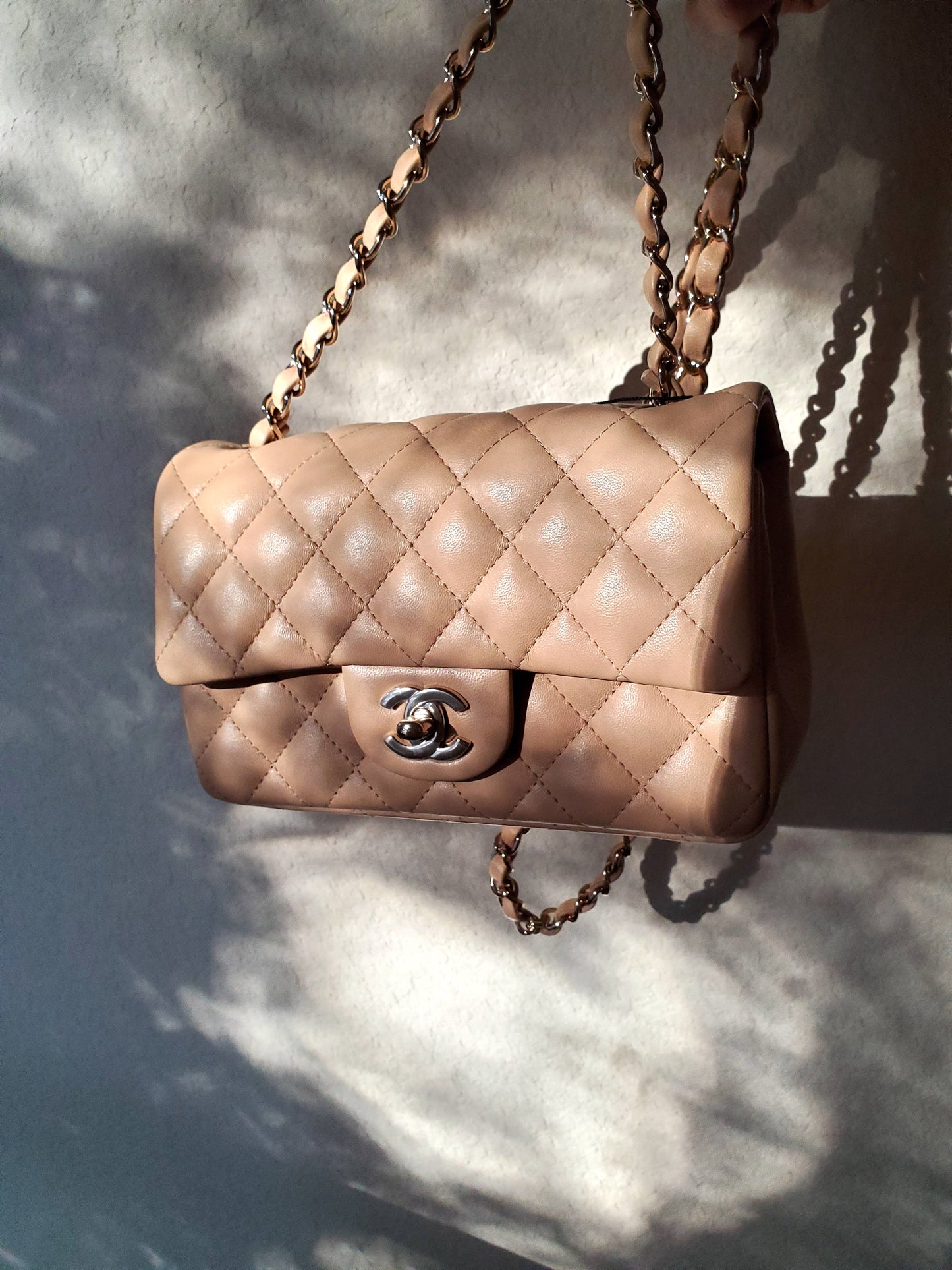 New Chanel Classic 2021 Rectangular Mini Beige Flap Bag