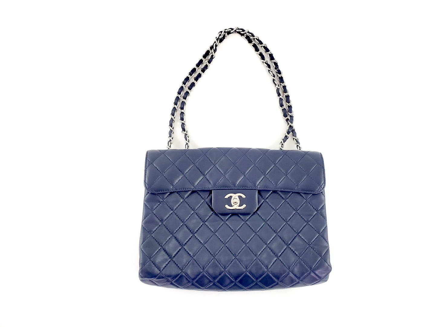 CHANEL Navy Lambskin Single Flap Bag