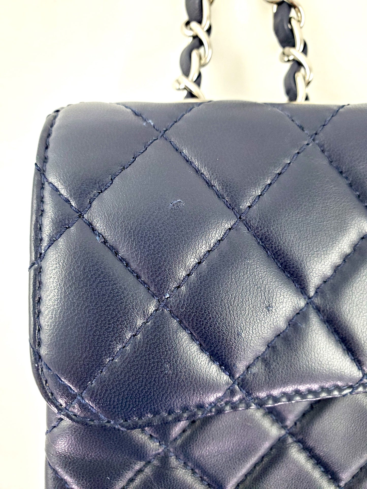 CHANEL Navy Lambskin Single Flap Bag