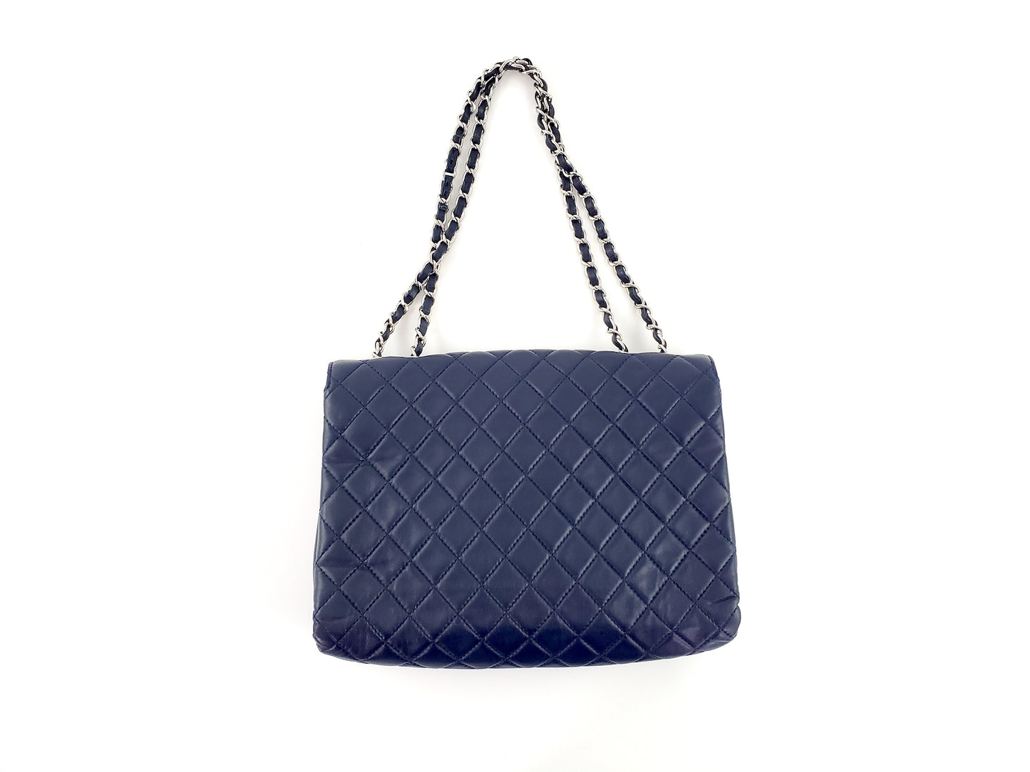 CHANEL Navy Lambskin Single Flap Bag