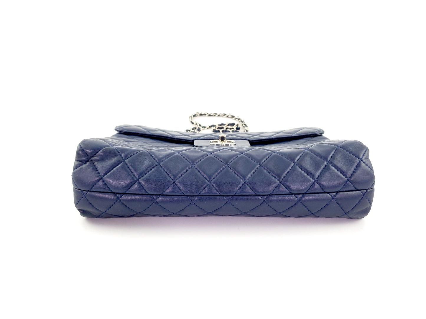 CHANEL Navy Lambskin Single Flap Bag