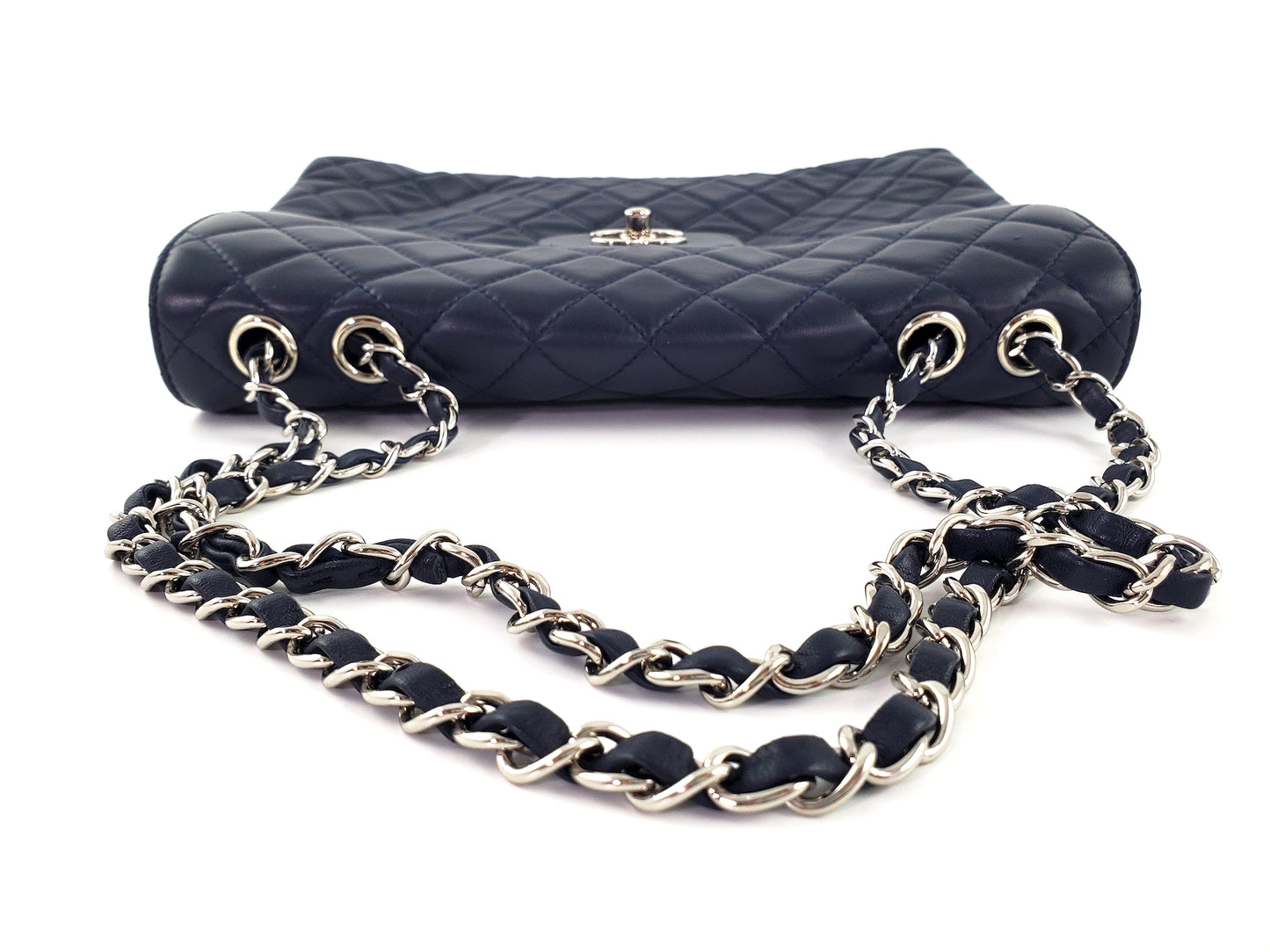 CHANEL Navy Lambskin Single Flap Bag