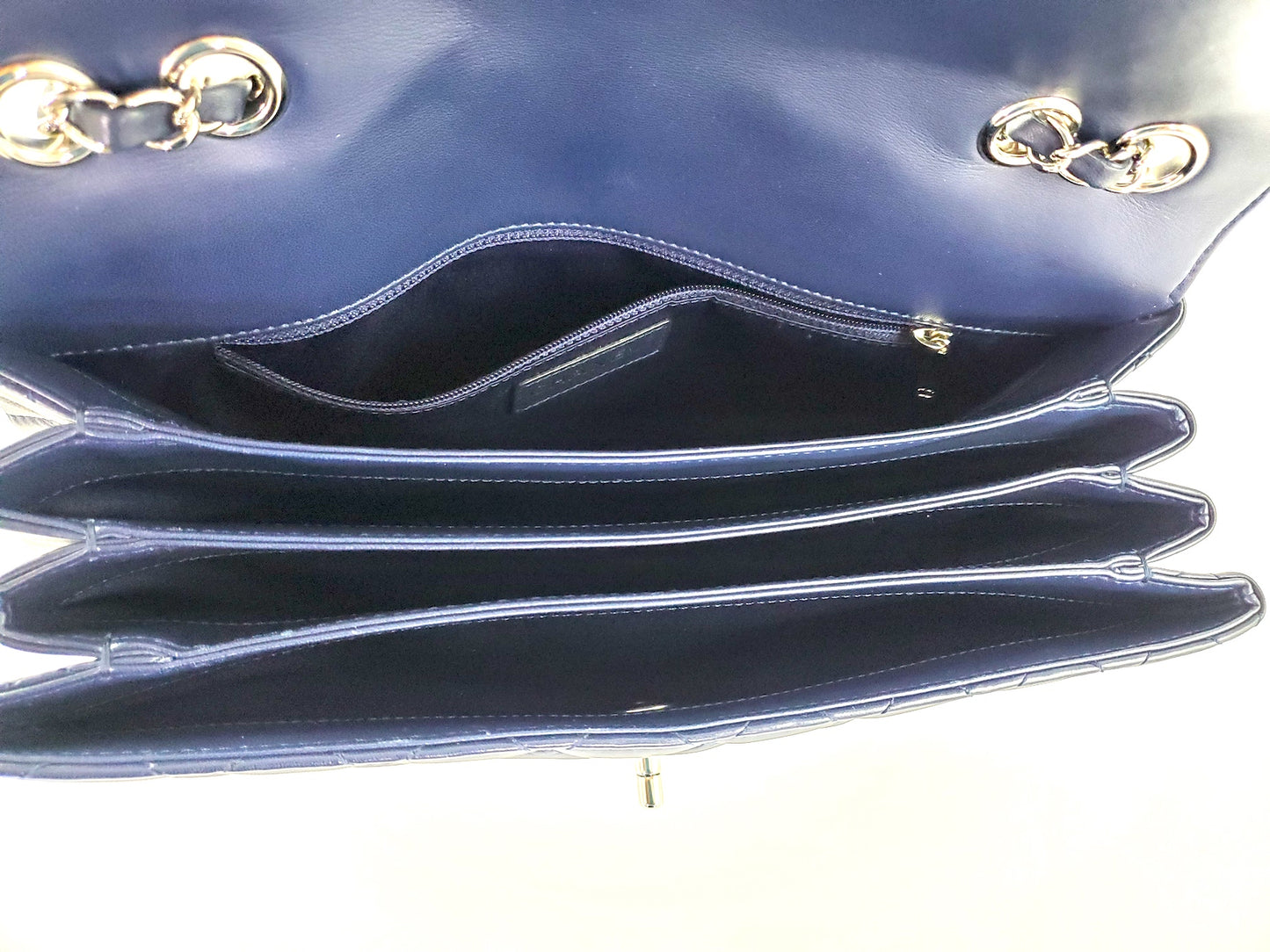 CHANEL Navy Lambskin Single Flap Bag