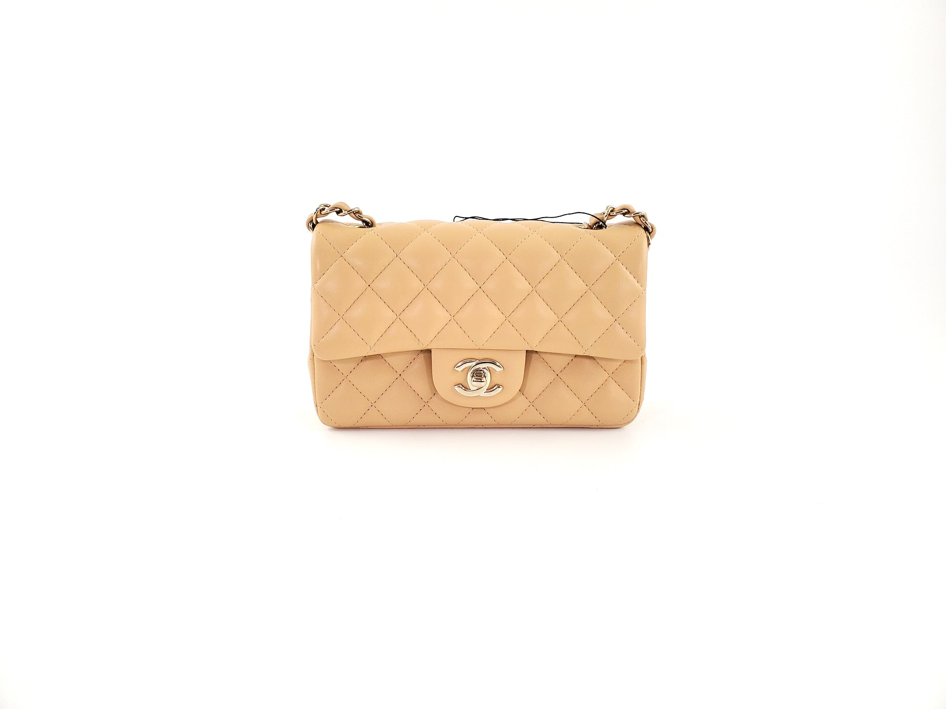 New Chanel Classic 2021 Rectangular Mini Beige Flap Bag