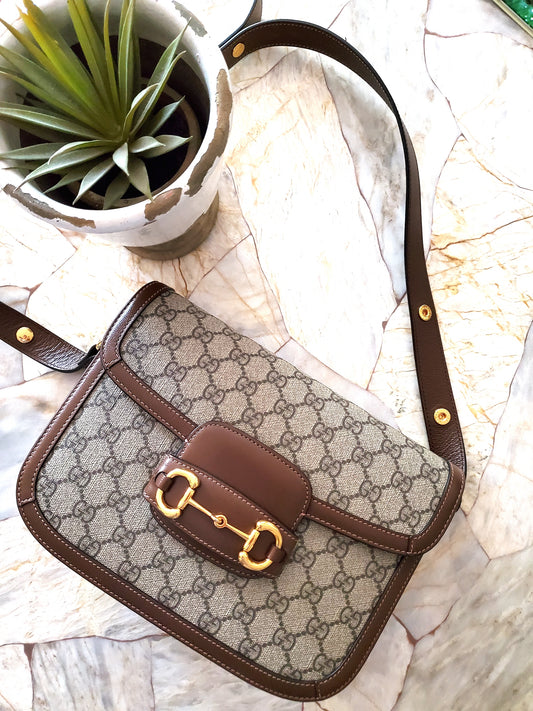 Gucci GG Supreme Monogram 1955 Horsebit Shoulder Bag