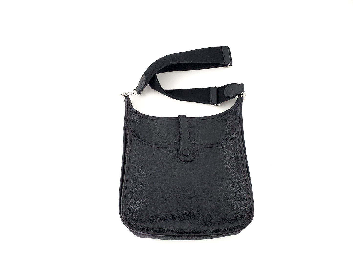 HERMES Evelyne III 33 GM Black Taurillon Clemence Bag