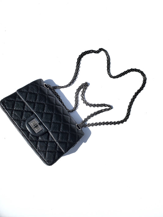 CHANEL Classic Reissue 2.55 224 Black Mini Flap Bag