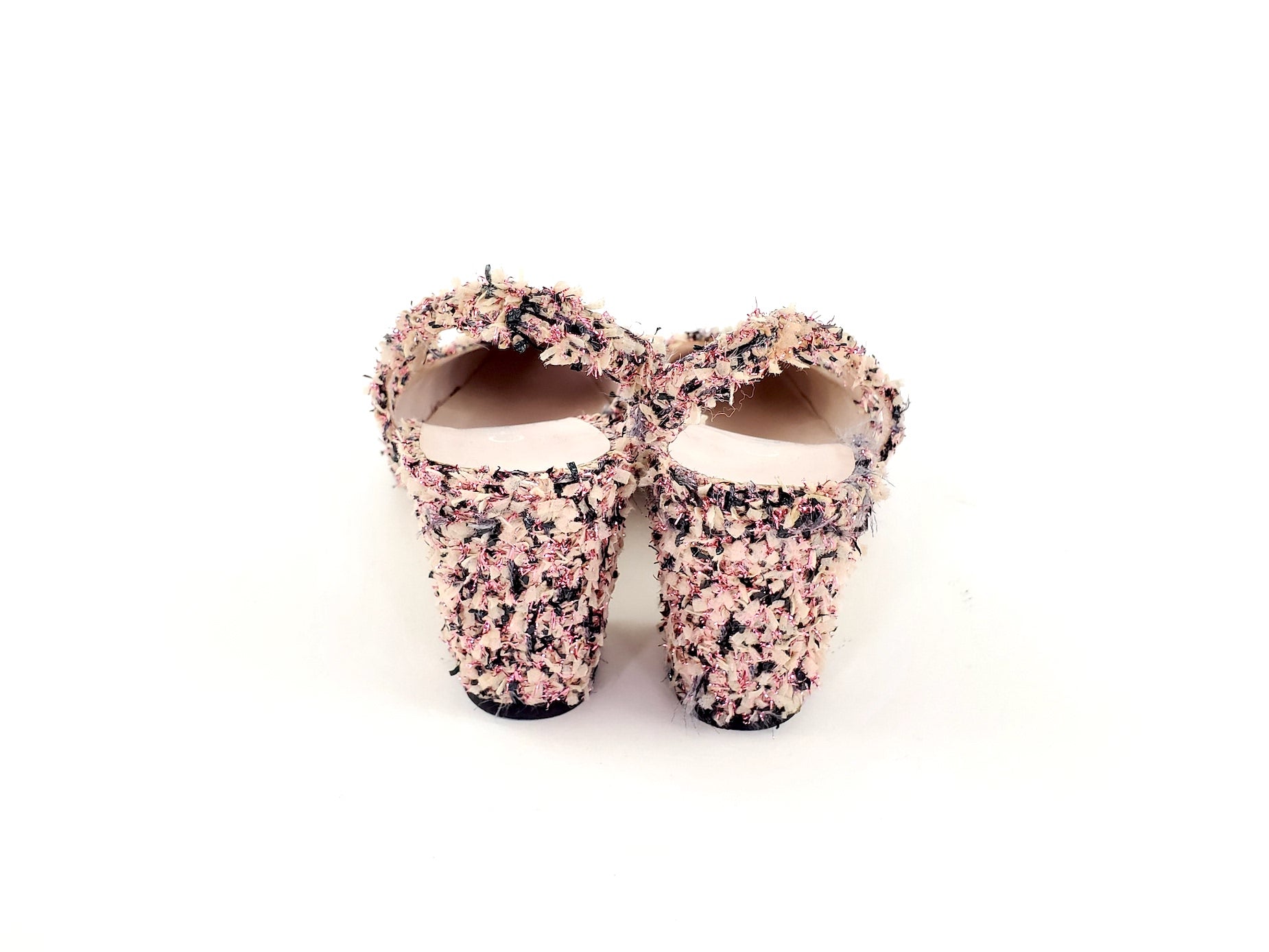 CHANEL 18K Tweed Pink Black Slingback Pumps 36 – Fashion Reloved