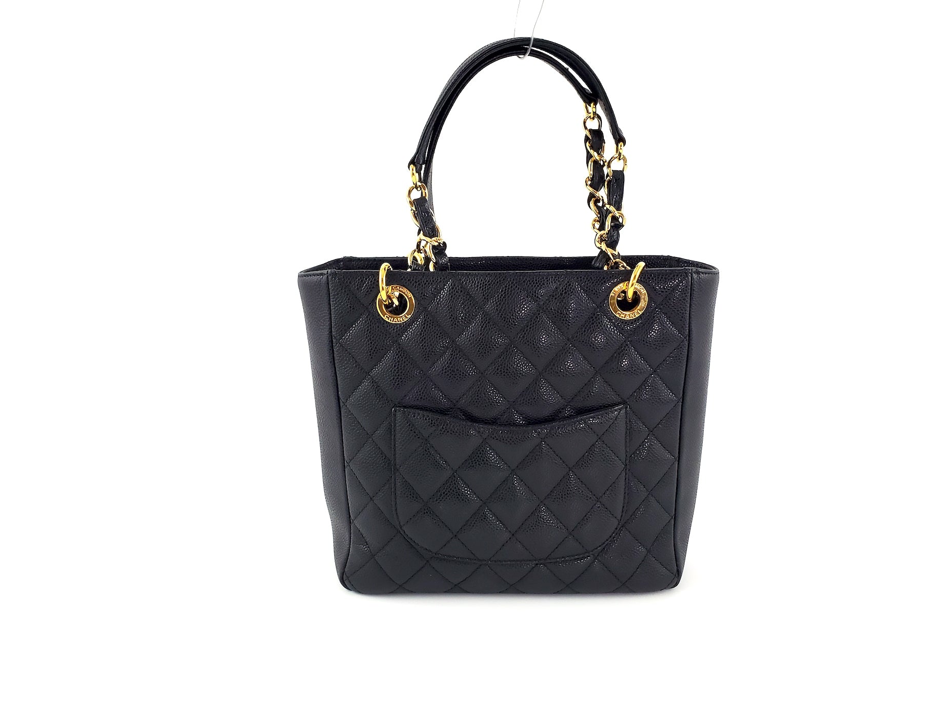 CHANEL Black Caviar Petit 2011 Quilted Shopping PST Tote