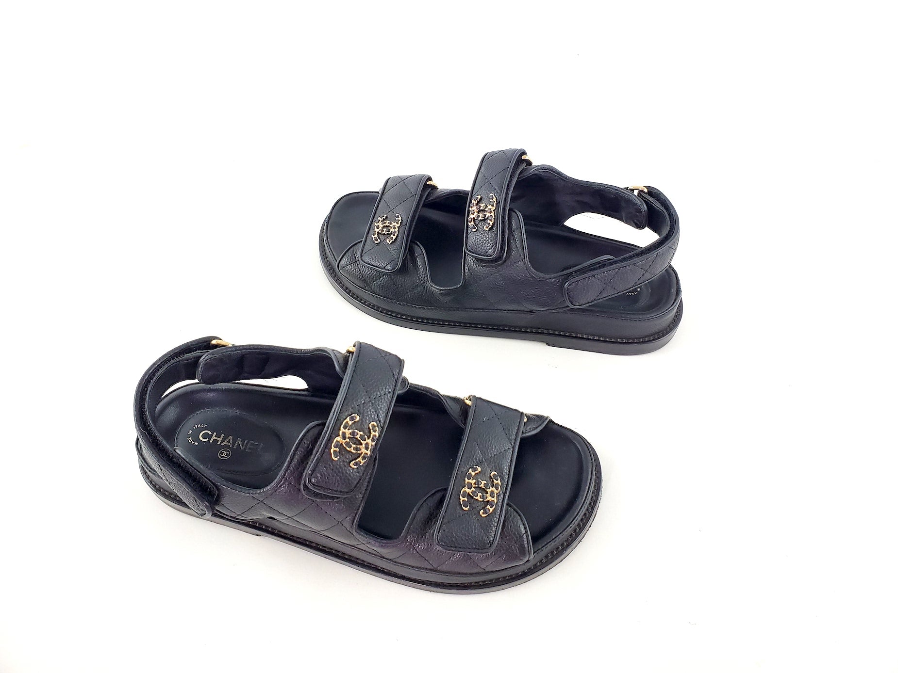 CHANEL 2020 Black Quilted Leather Dad Sandals – Fashion Reloved