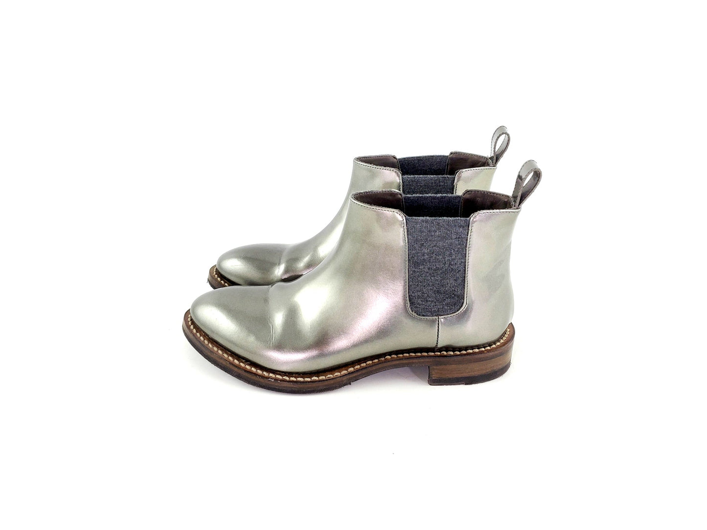 Brunello Cucinelli Chelsea Metallic Ankle Boots 36.5