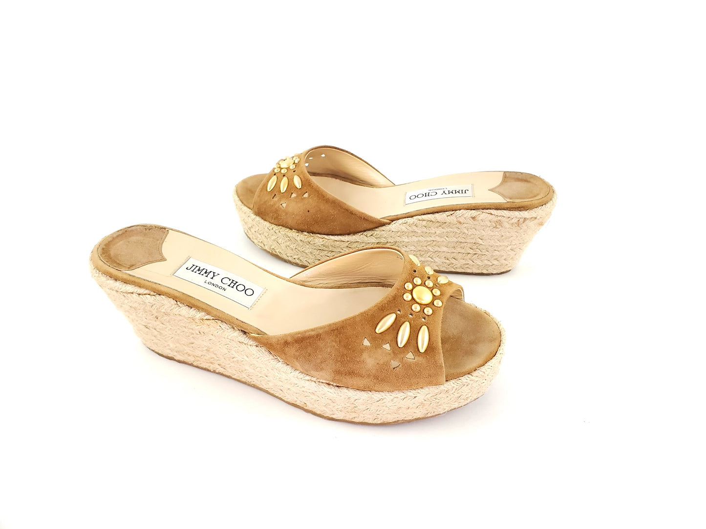 Jimmy Choo Pagoda Sue Brown Wedge Espadrille  Sandals 41