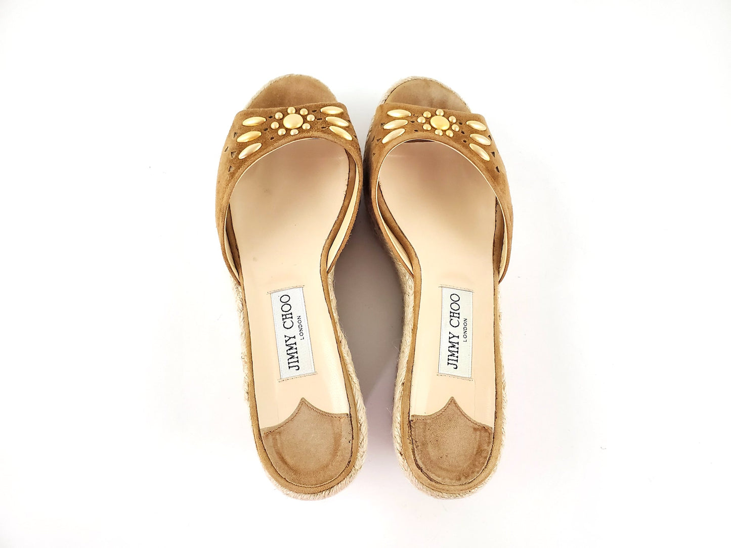 Jimmy Choo Pagoda Sue Brown Wedge Espadrille  Sandals 41