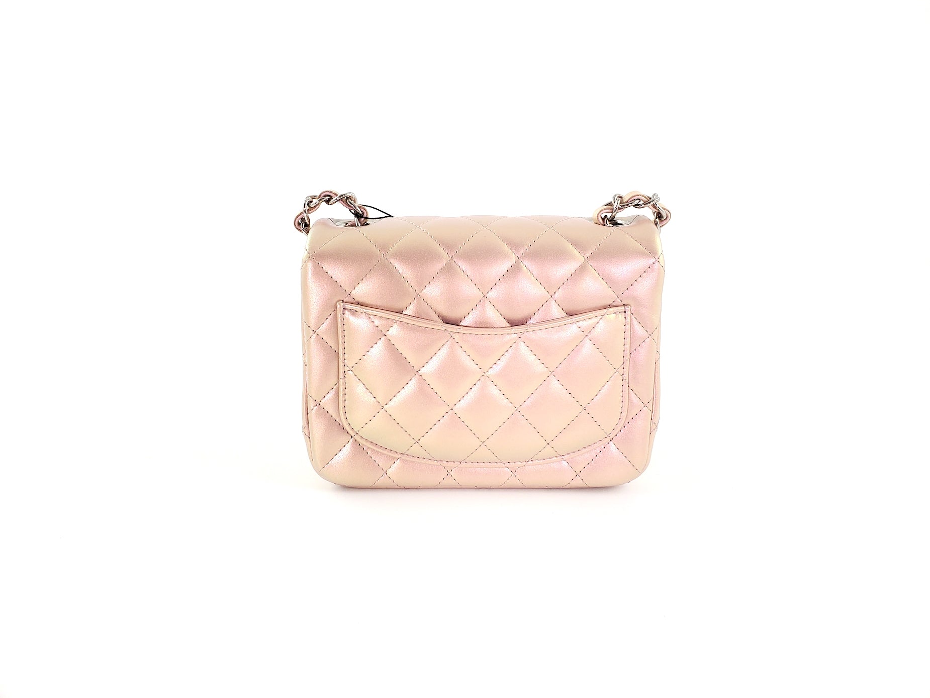 New CHANEL Square Mini 2021 Iridescent Pink Calfskin Leather Bag