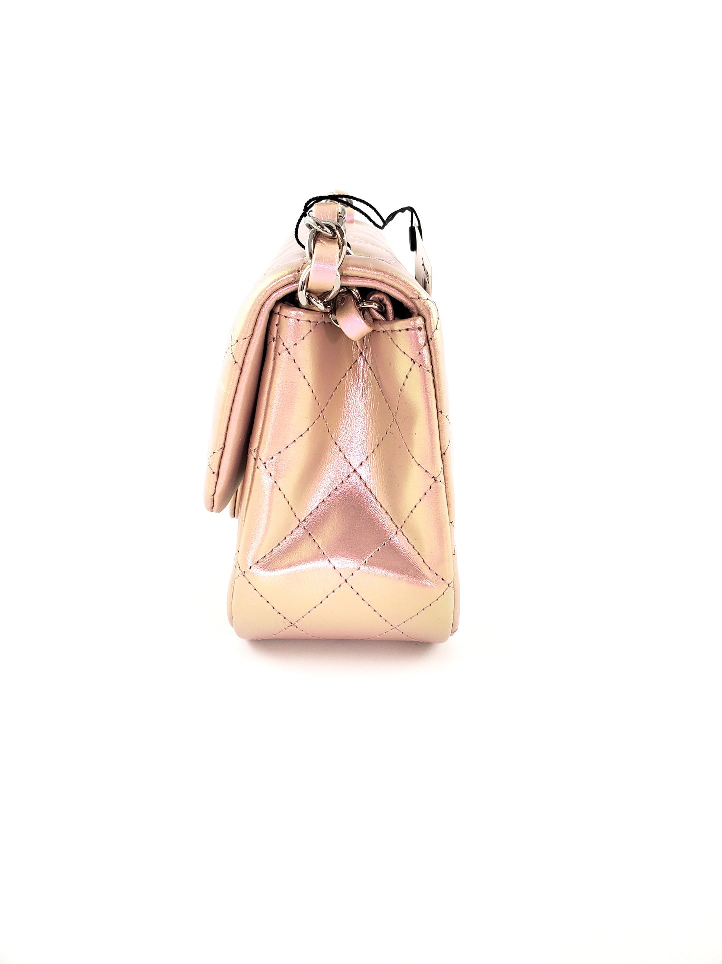 New CHANEL Square Mini 2021 Iridescent Pink Calfskin Leather Bag