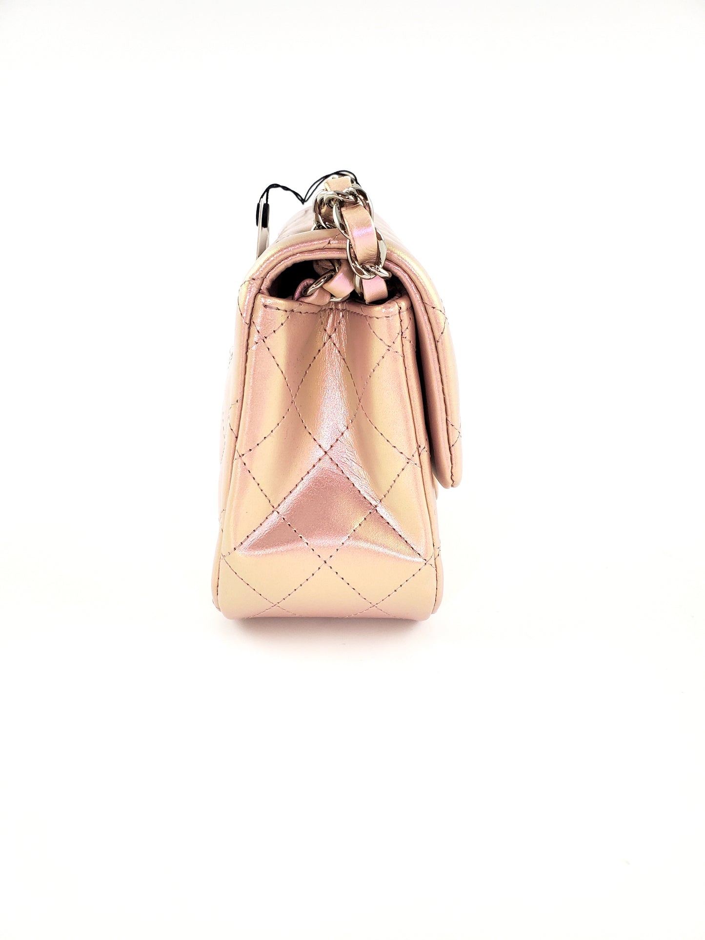 New CHANEL Square Mini 2021 Iridescent Pink Calfskin Leather Bag