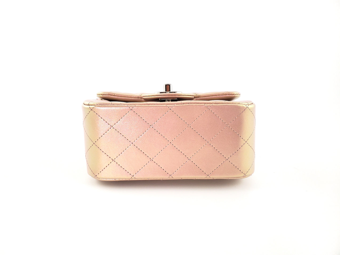 New CHANEL Square Mini 2021 Iridescent Pink Calfskin Leather Bag