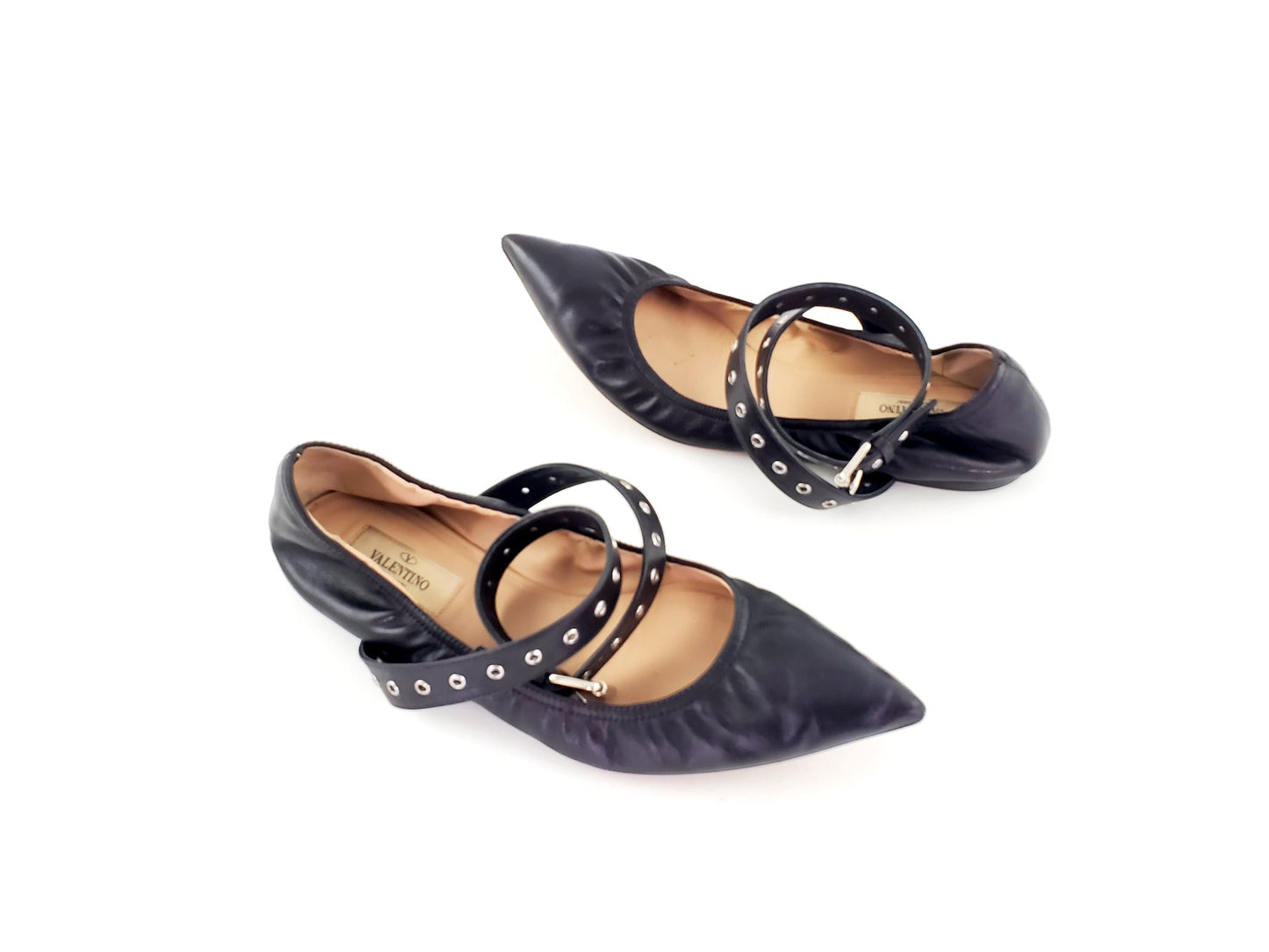 VALENTINO Black Ballerina Pointed Toe Flats 38.5