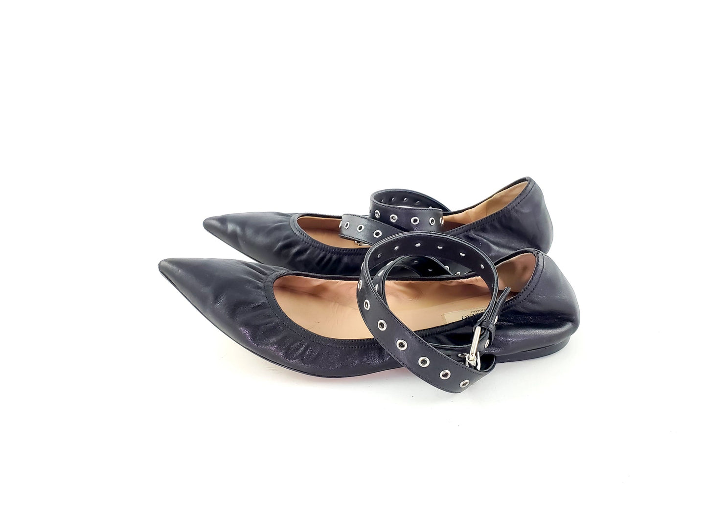 VALENTINO Black Ballerina Pointed Toe Flats 38.5