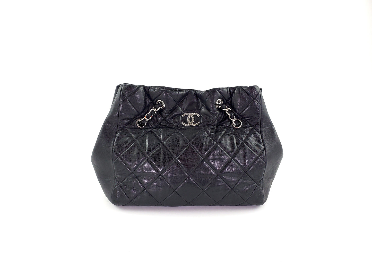 Chanel Black Brilliant Cells Quilted Leather Tote