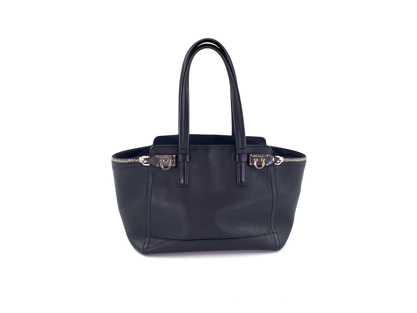 Salvatore Ferragamo Black Verve Zipper Tote