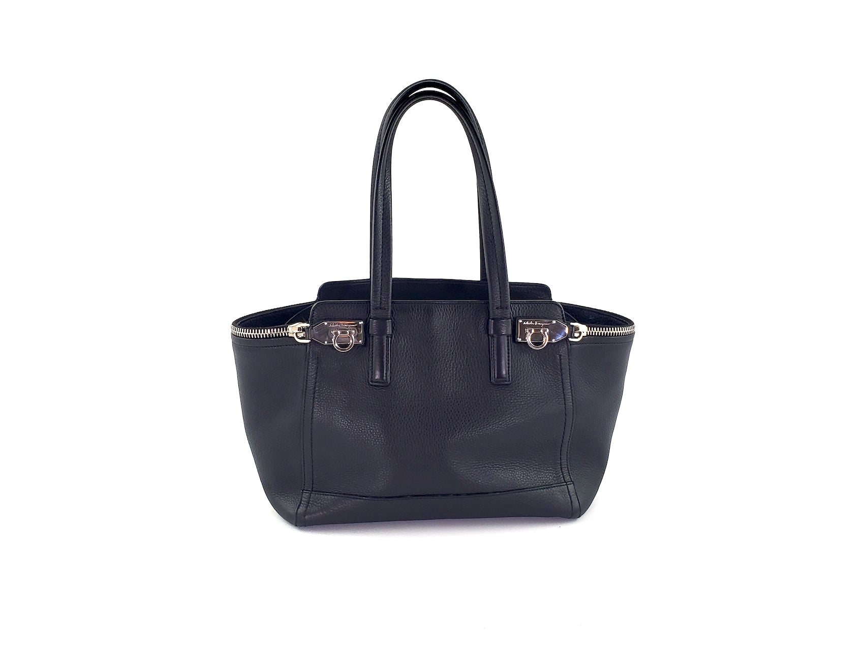 Salvatore Ferragamo Black Verve Zipper Tote