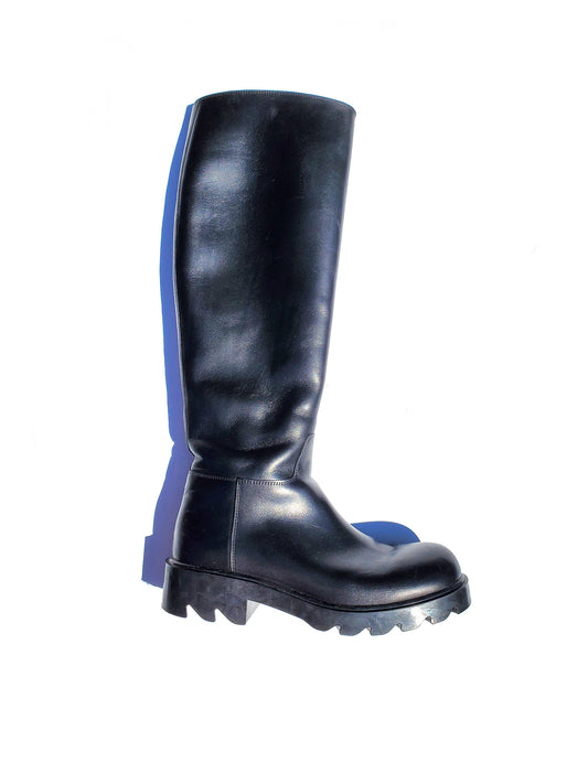 Bottega Veneta Lug Black Tall Platform Boots 37