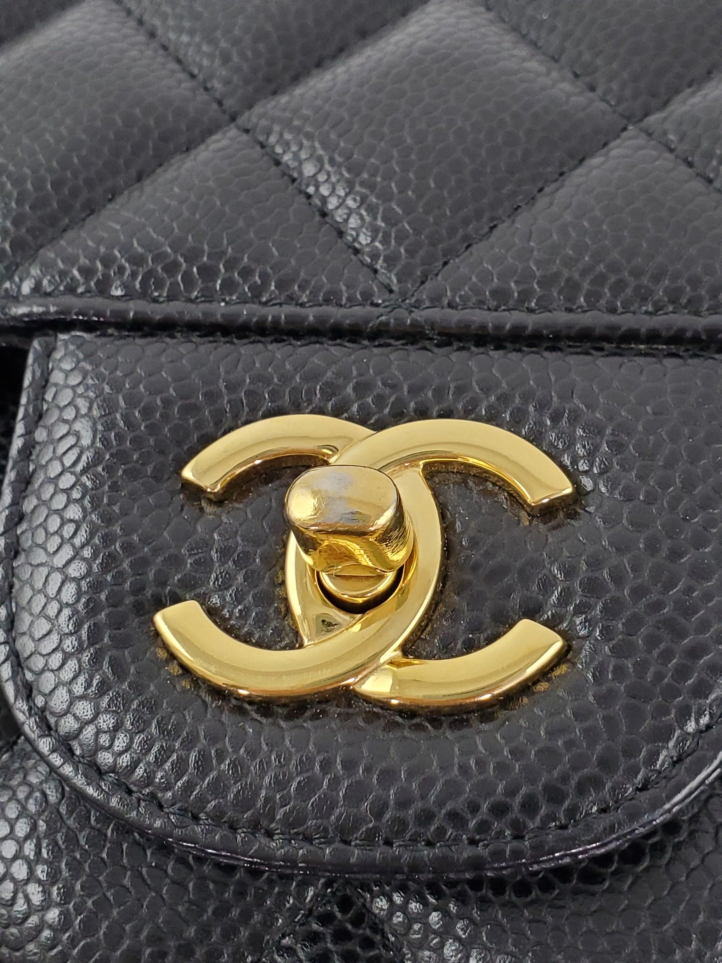 CHANEL Black Caviar Jumbo Classic Double Flap Bag