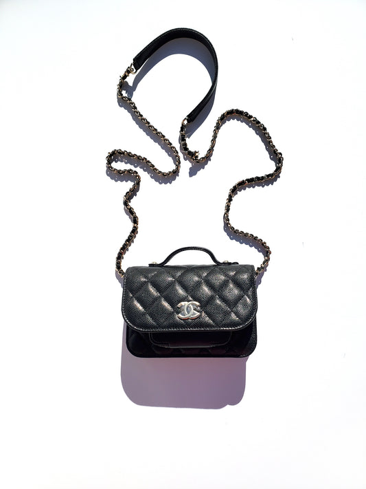 New CHANEL Black Caviar Mini Business Affinity Crossbody Chain Bag