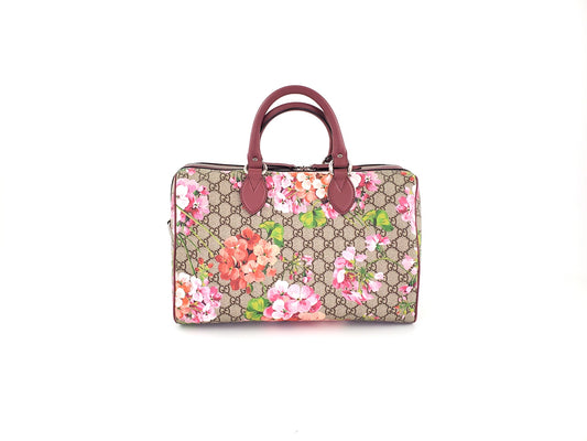 Gucci Blooms GG Supreme Monogram Top Handle Boston Bag