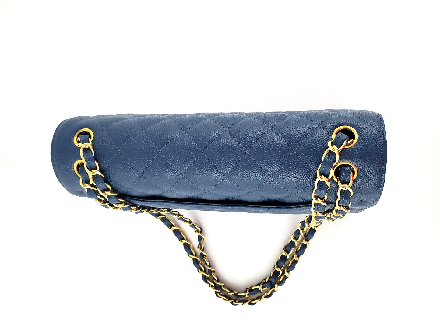 CHANEL Blue 2018 Caviar Jumbo Classic Quilted Double Flap Bag