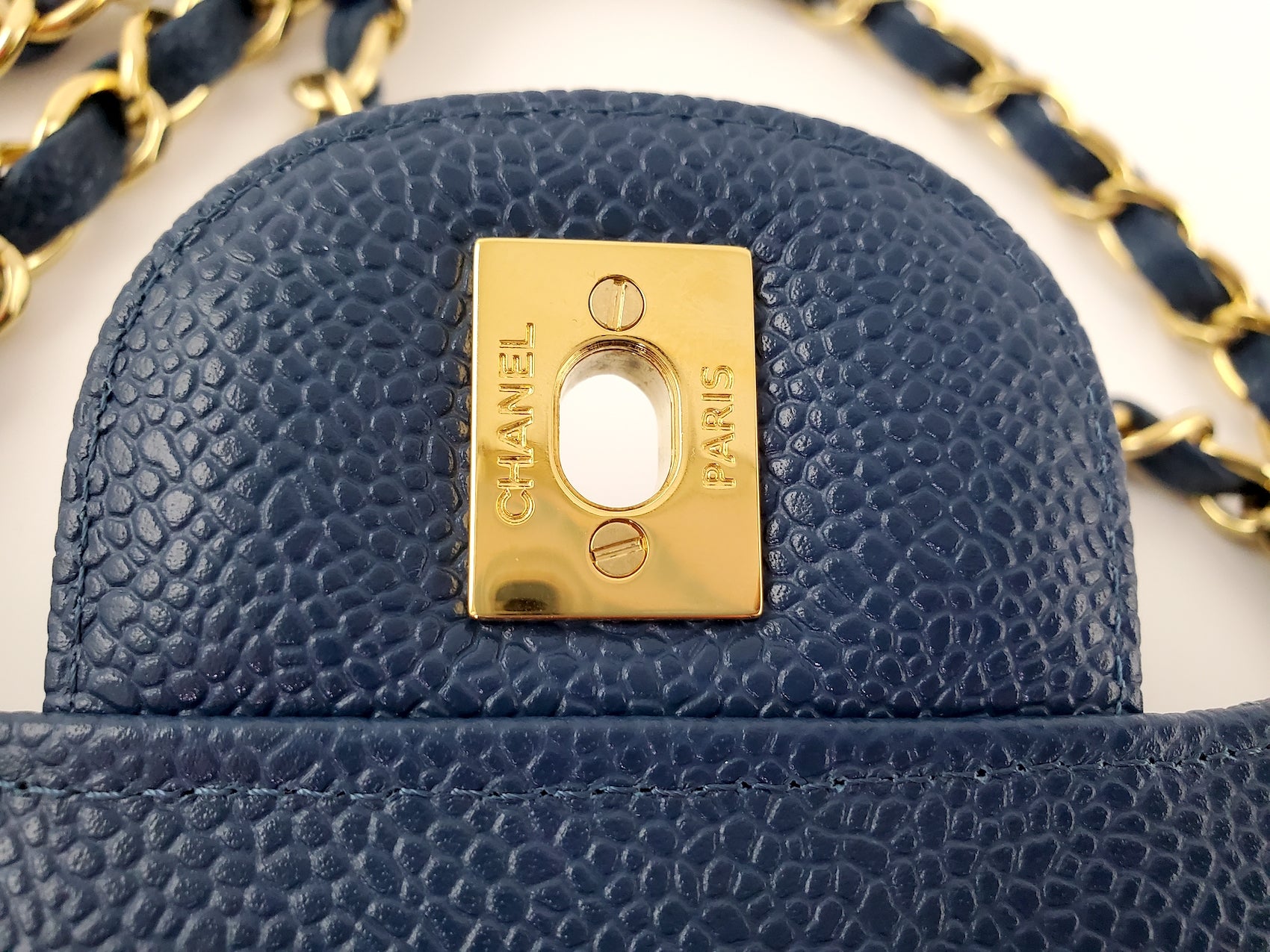 CHANEL Blue 2018 Caviar Jumbo Classic Quilted Double Flap Bag