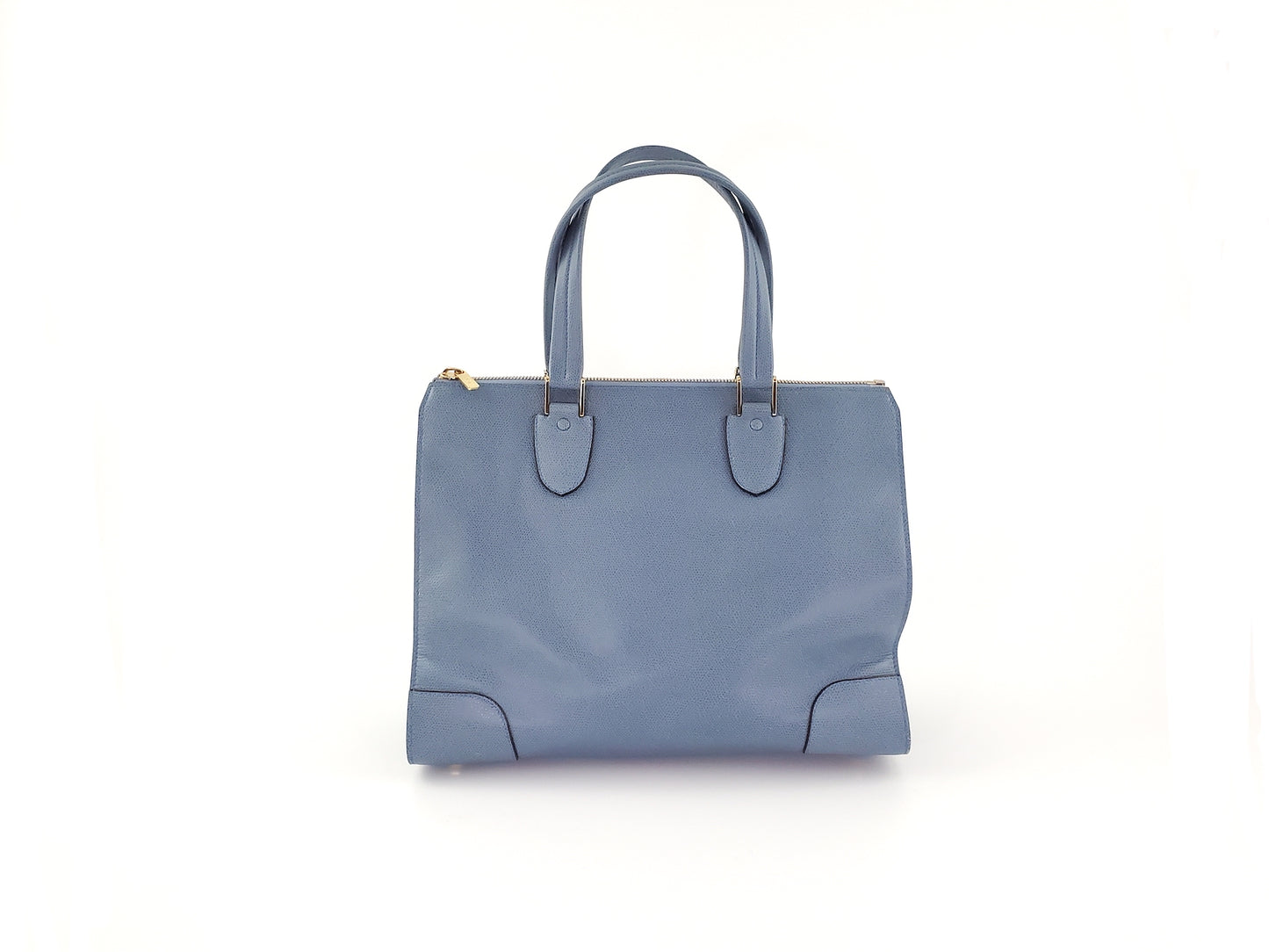 Valextra Blue Leather Babila Tote