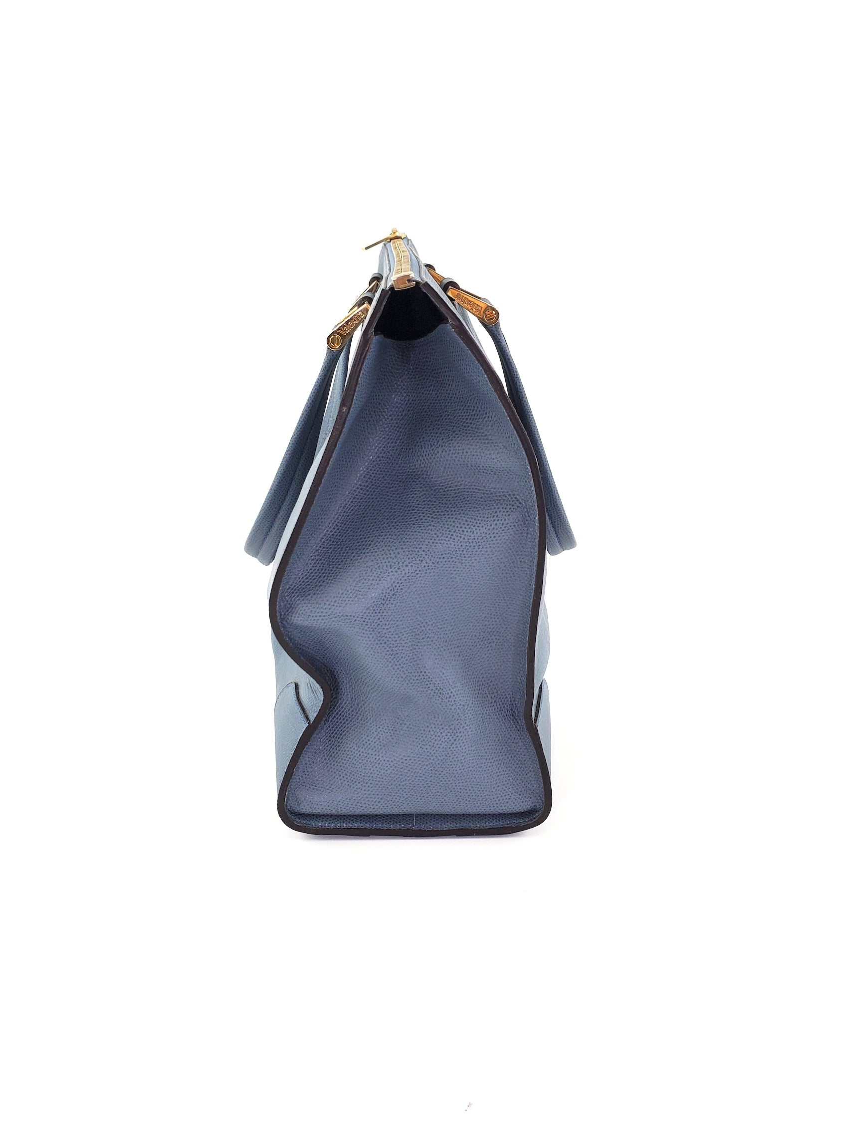 Valextra Blue Leather Babila Tote