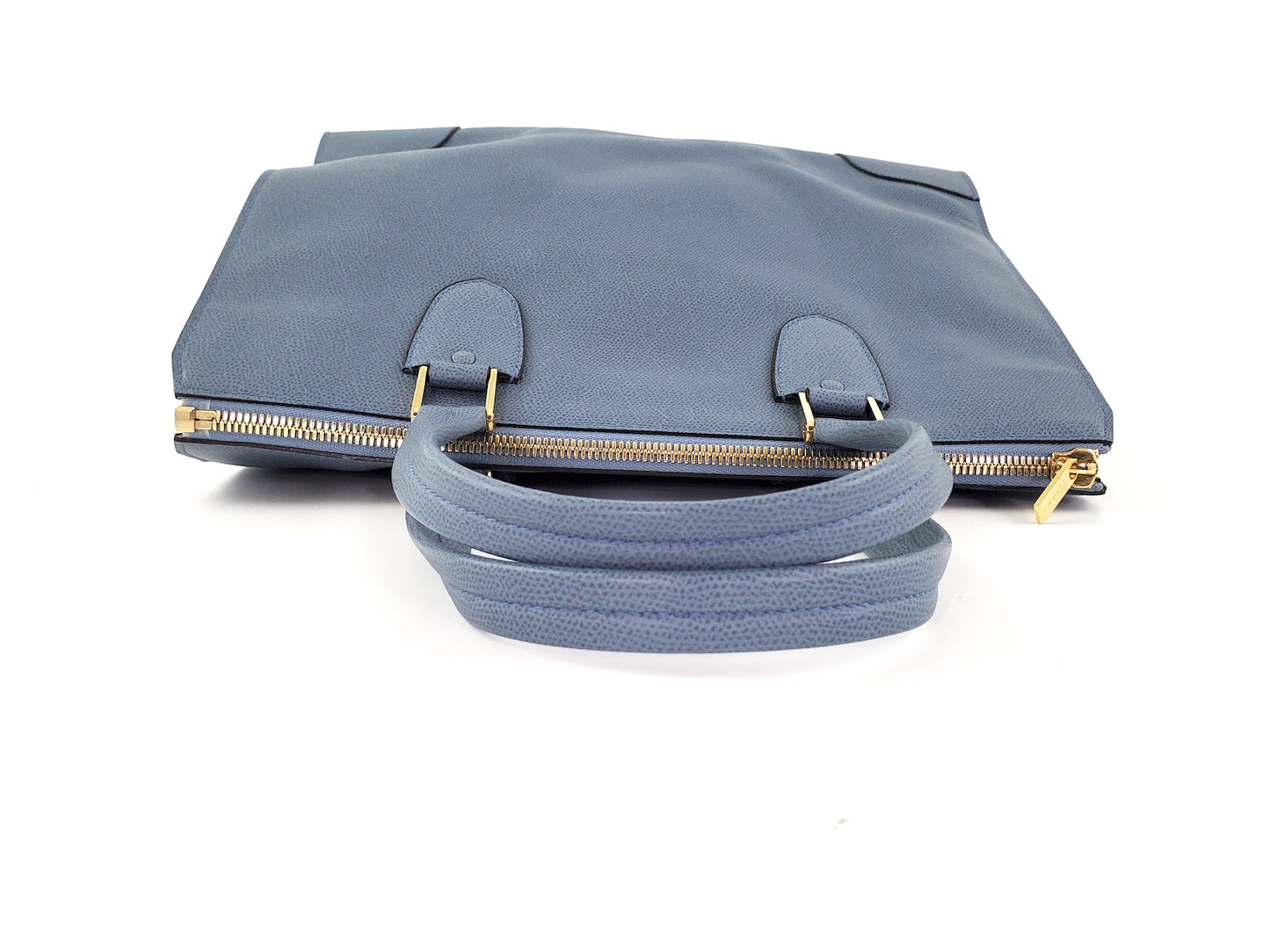 Valextra Blue Leather Babila Tote