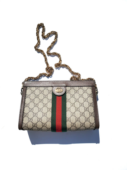 GUCCI Ophidia Small GG Web Monogram Chain Shoulder Bag