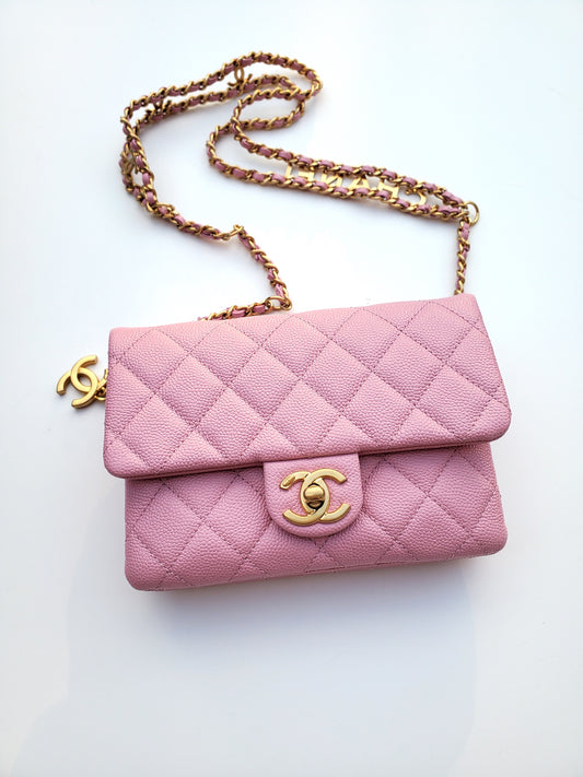 New CHANEL Pick me Up Pink Caviar Chain Waist Belt Bag