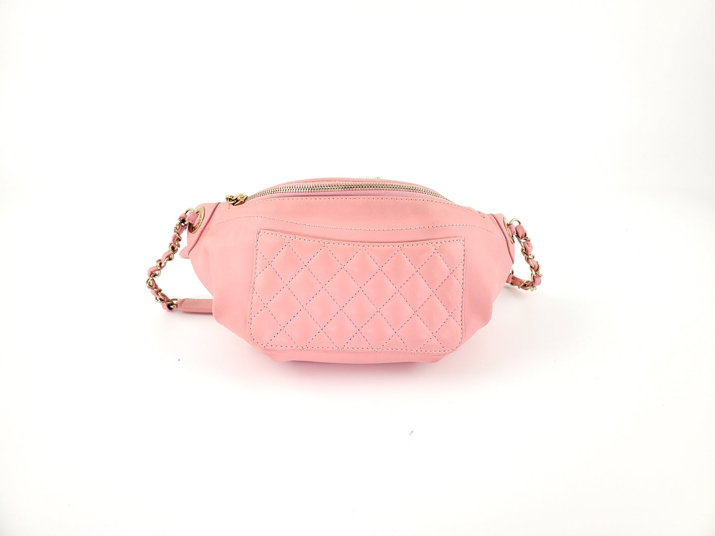 CHANEL Pink Leather CC Quilted Bi Waist  Bag