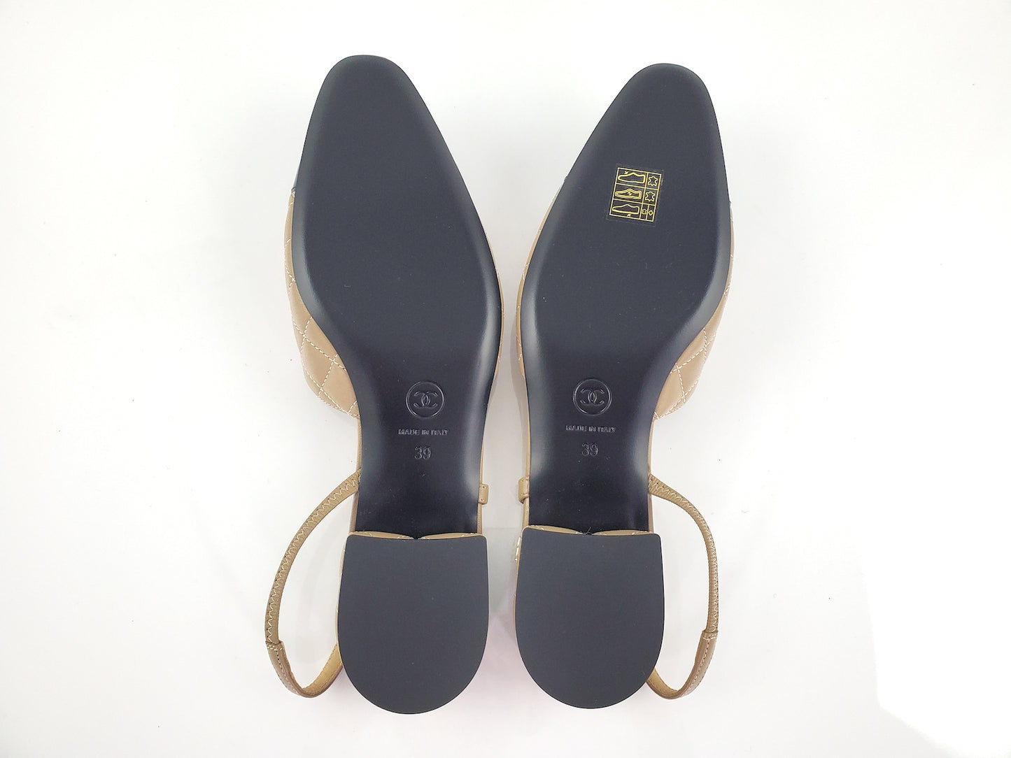 New CHANEL 22A Bi Color Beige Black Patent Slingbacks 39