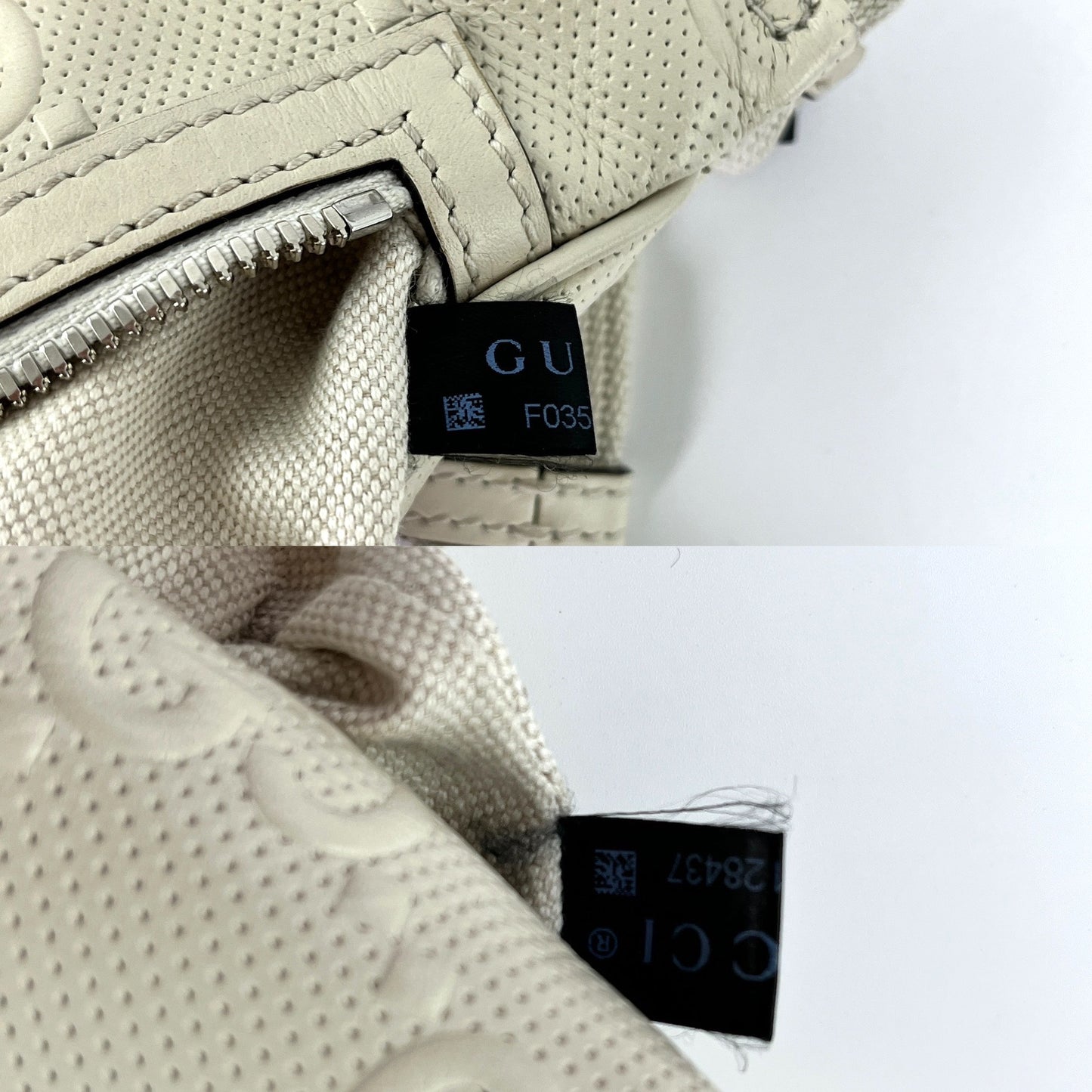 GUCCI Ivory Embossed GG Leather Belt Waist Bag