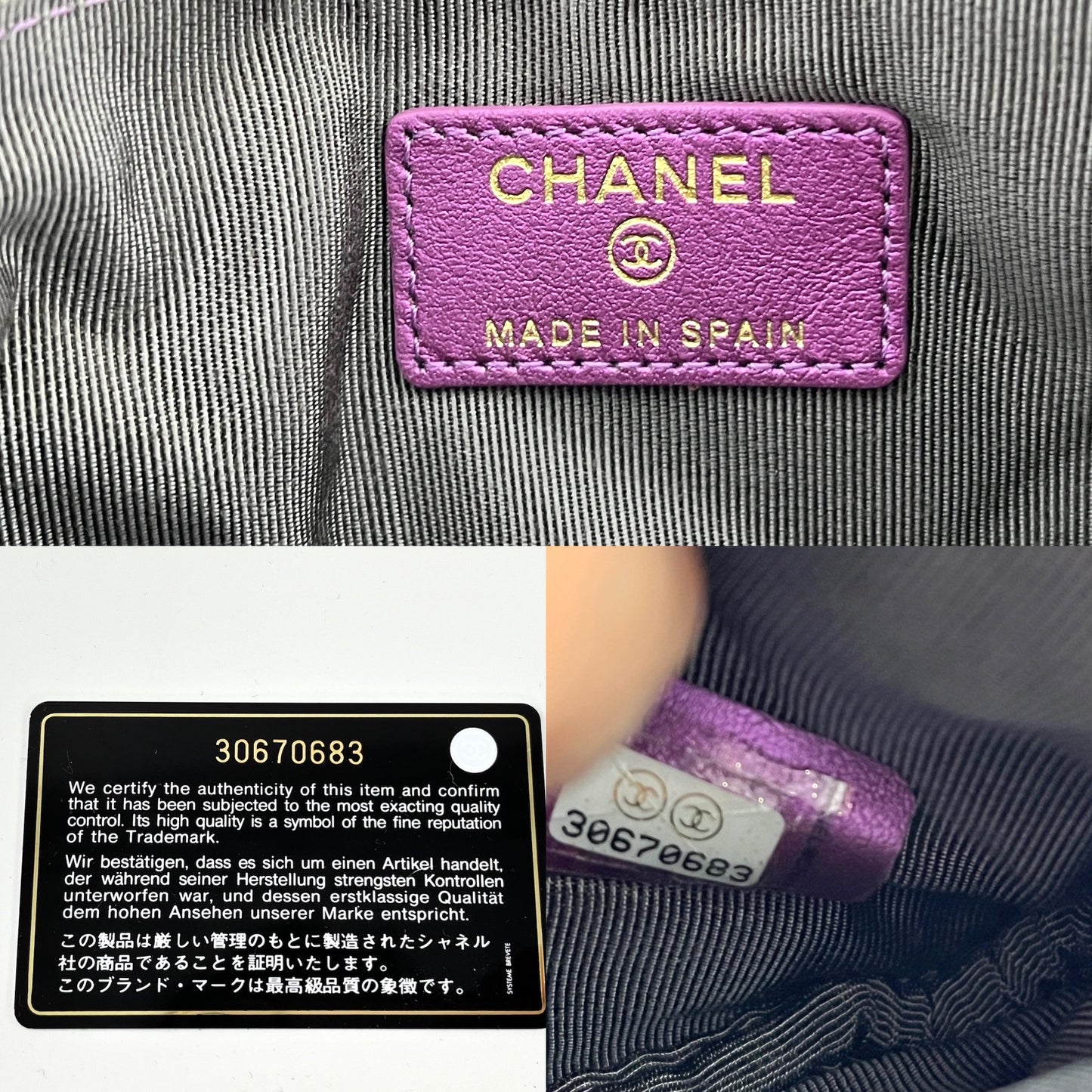 CHANEL Iridescent Purple 2020 Small Quilted Zip Pouch O Case